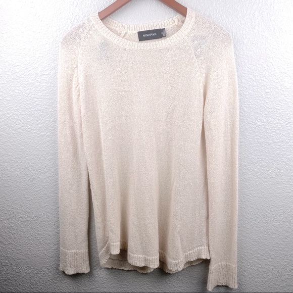 MinkPink Lightweight Knit Sweater Long Sleeve Size XS Cream Like New - Picture 2 of 5